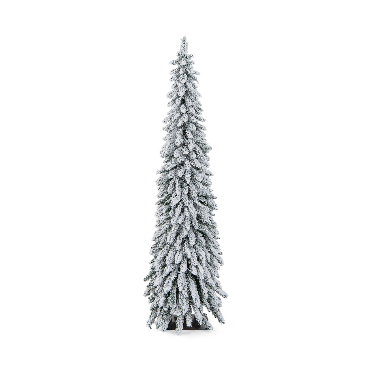 Pre-lit Artificial Christmas Tree Snow-Flocked Slim Pencil X-mas Decor